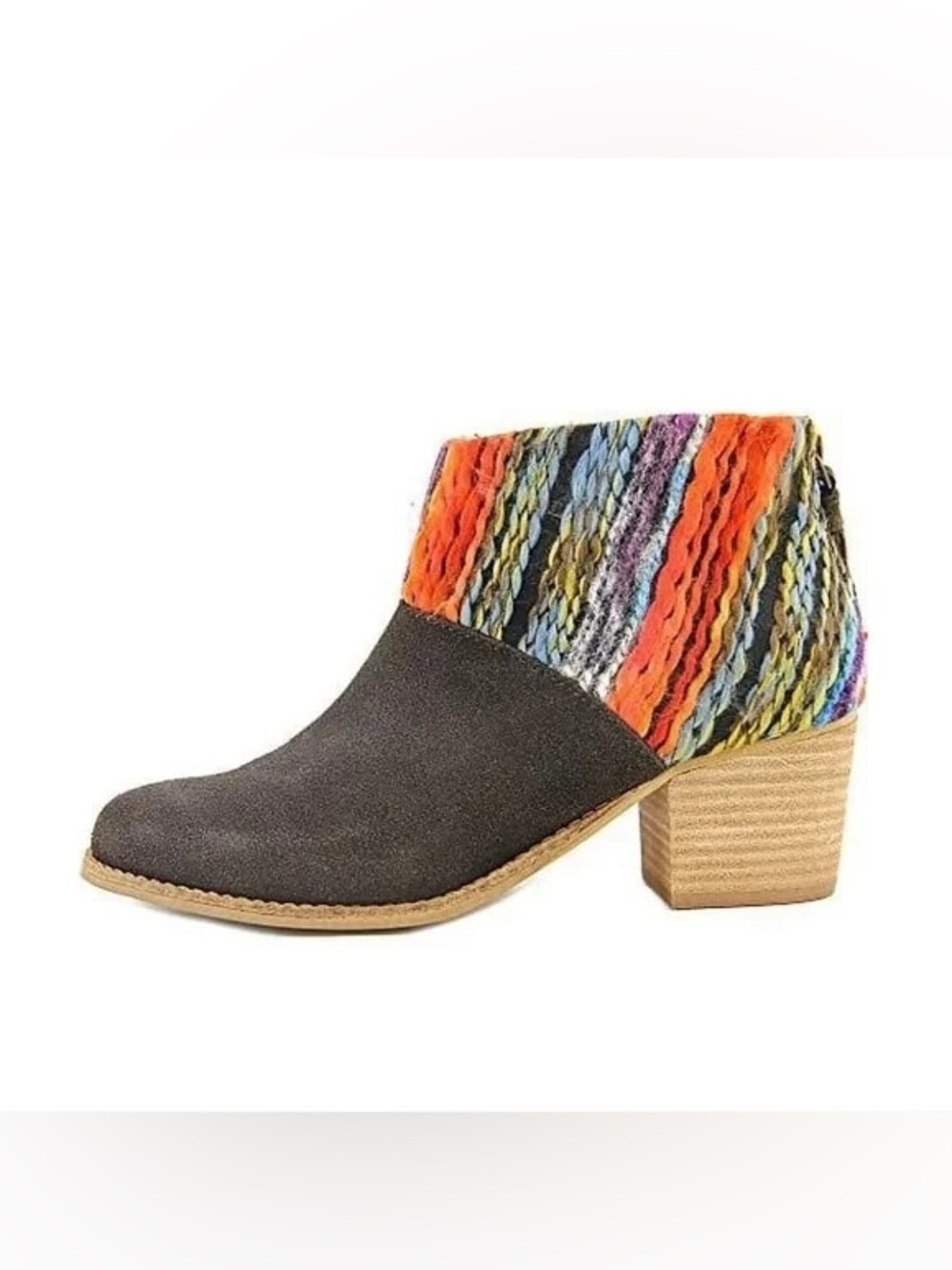 TOMS Leila Chocolate Suede Multicolored Textile Bootie | Women’s Size 6